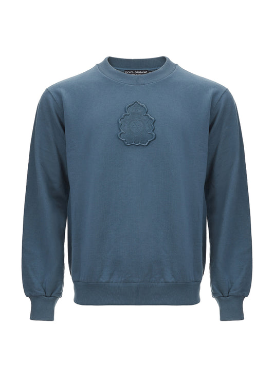 Dolce & Gabbana Cotton Round Neck Sweatshirt with Front Attached Logo