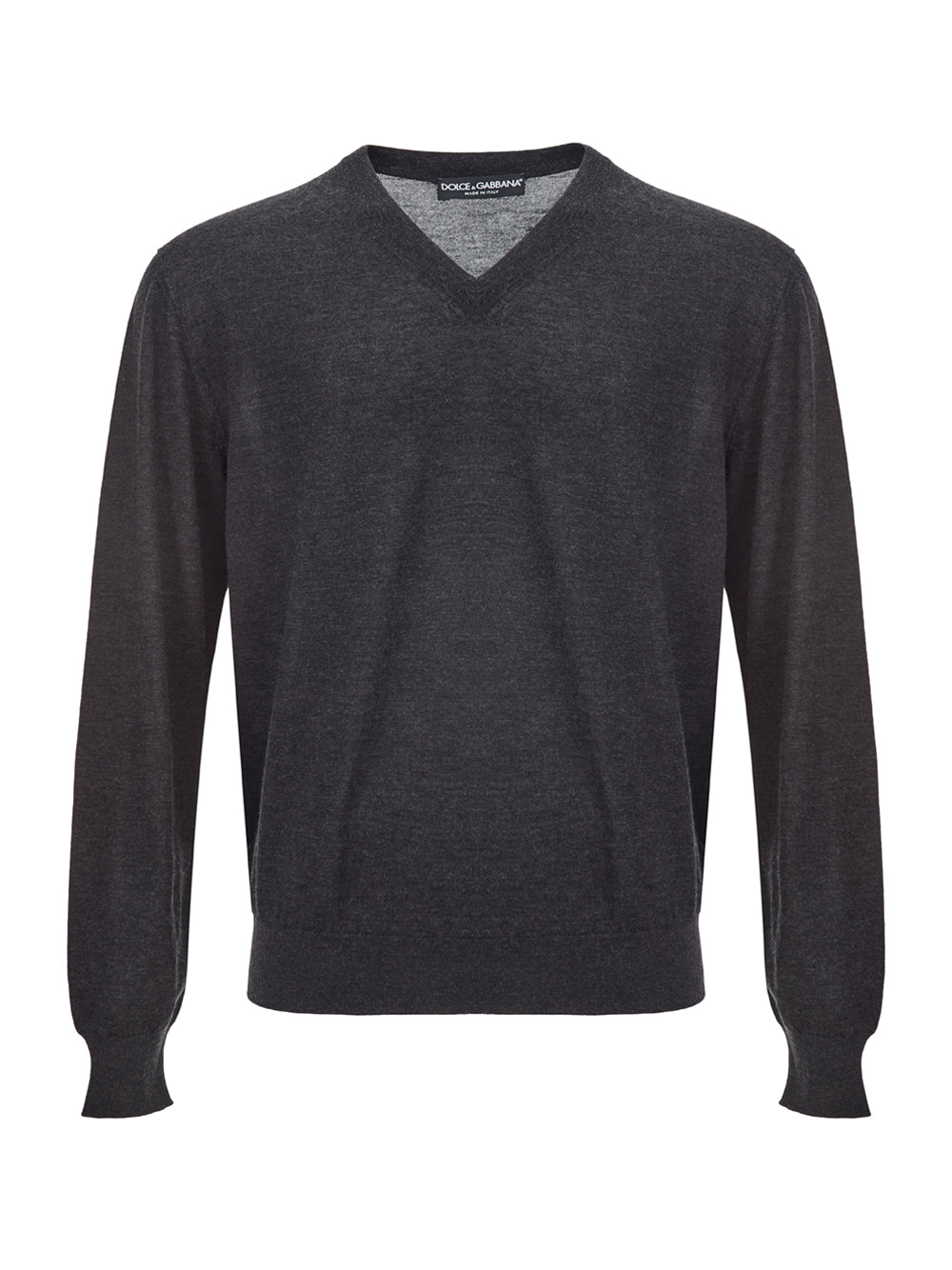 Dolce & Gabbana Dark Grey V-Neck Cashmere Sweater