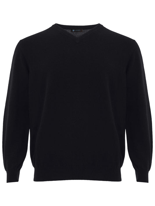 Colombo Black V-Neck Cashmere Sweater
