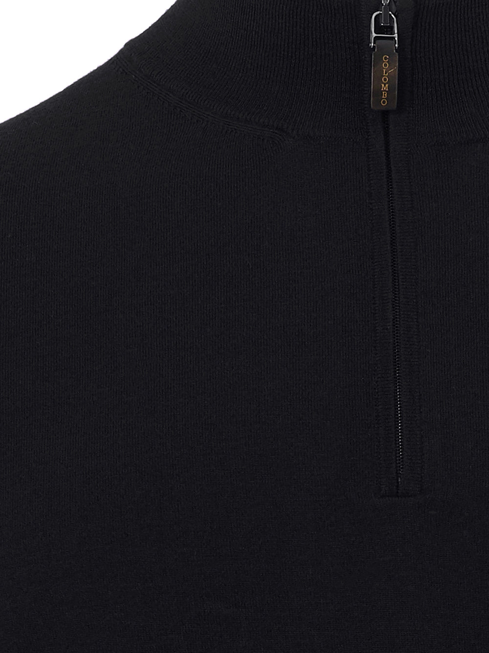Colombo Black Mock Cashmere Sweater with Half Zip