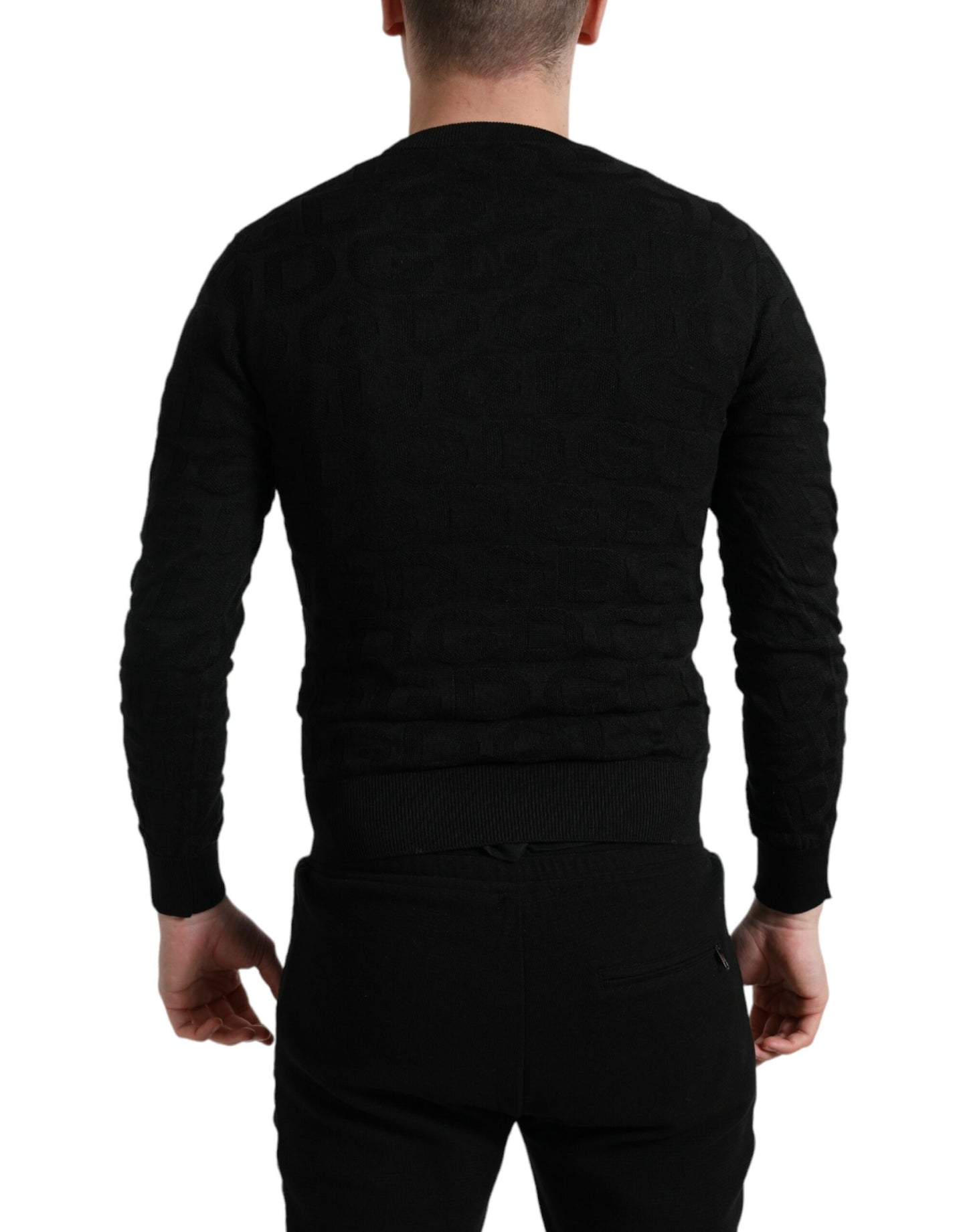 Dolce & Gabbana Black Silk Crew Neck Men Pullover Sweater