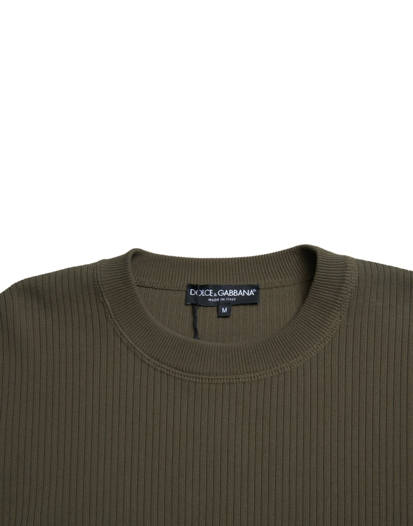 Dolce & Gabbana Green Cotton Crew Neck Men Pullover Sweater