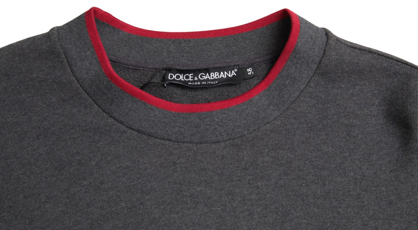 Dolce & Gabbana Gray Cotton Crew Neck Men Pullover Sweater