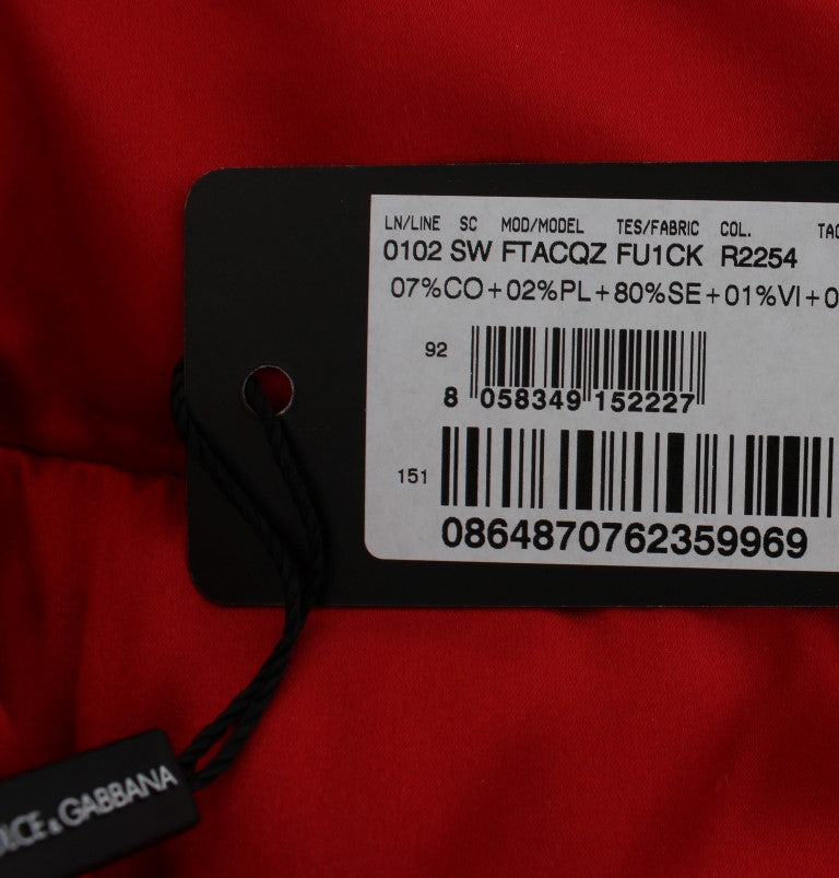 Dolce & Gabbana Red Silk Crystal Roses Shorts