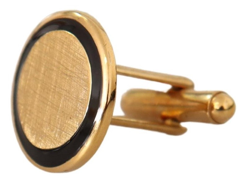 Dolce & Gabbana Gold Plated Brass Round Pin Men Cufflinks