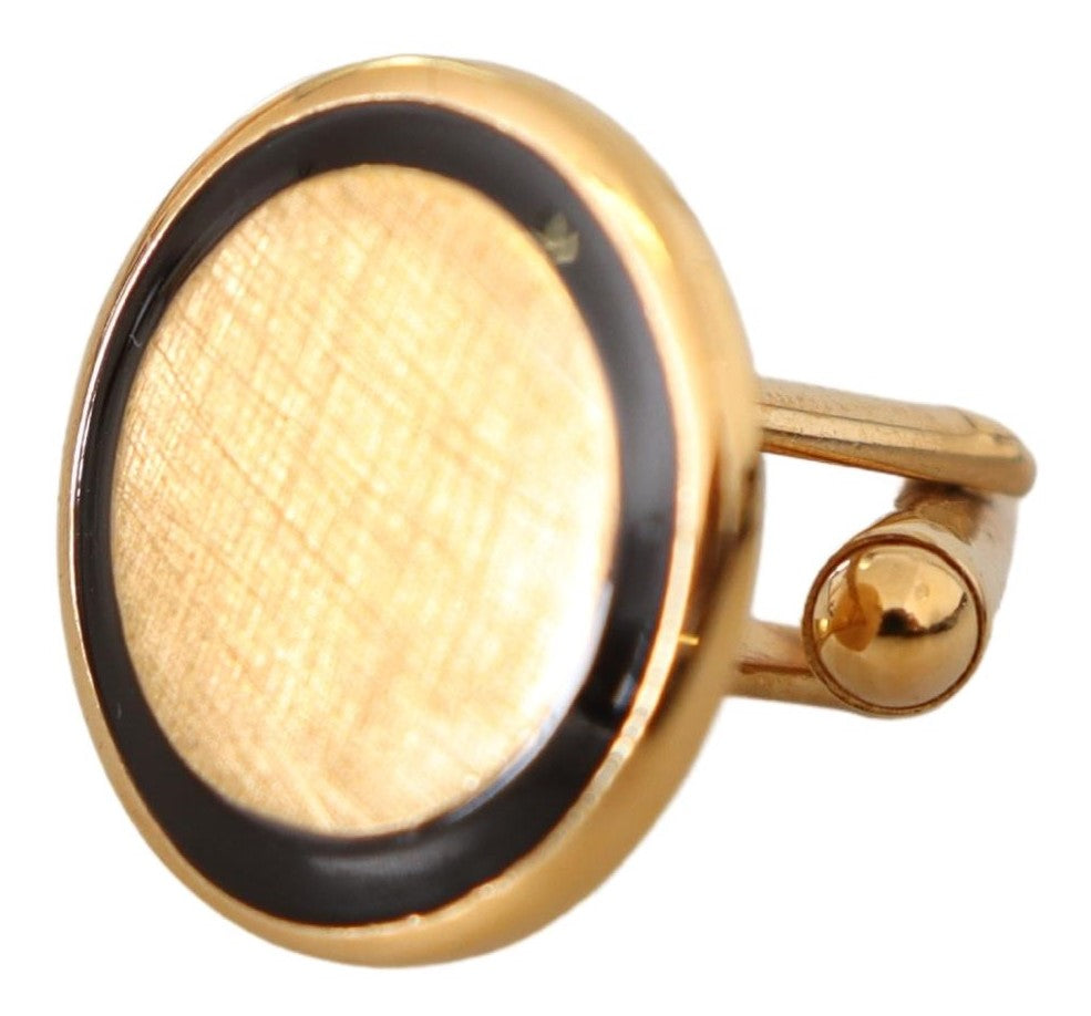 Dolce & Gabbana Gold Plated Brass Round Pin Men Cufflinks