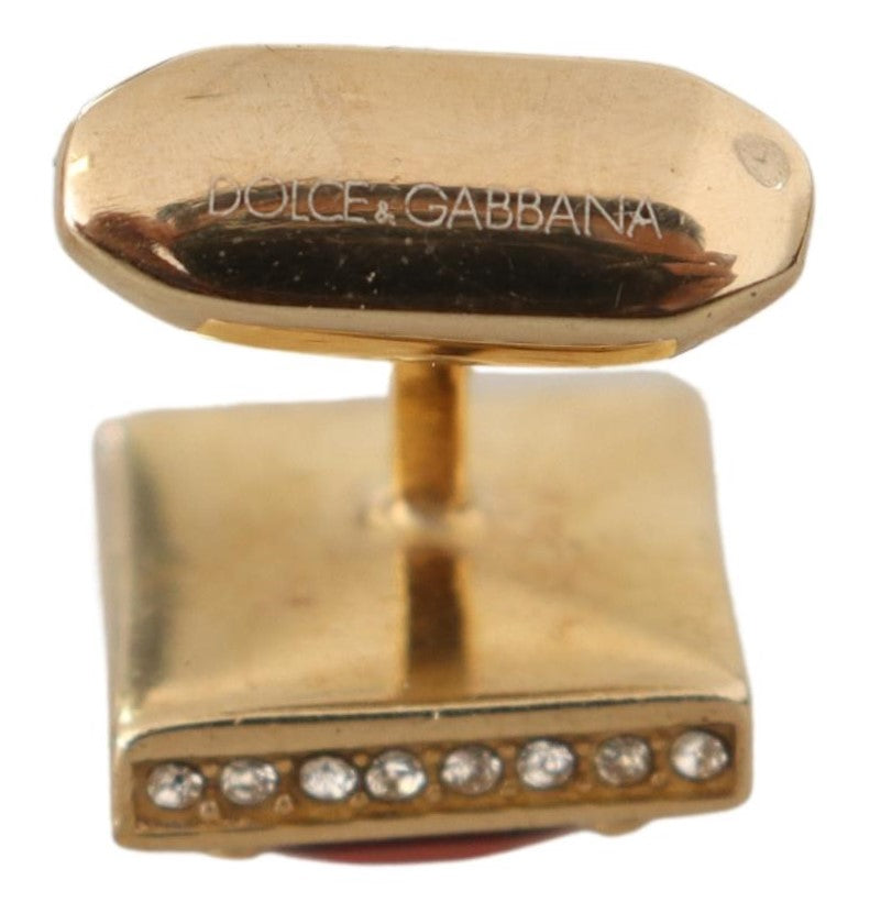 Dolce & Gabbana Gold Plated Sterling 925 Silver Crystal Accessory Cufflinks