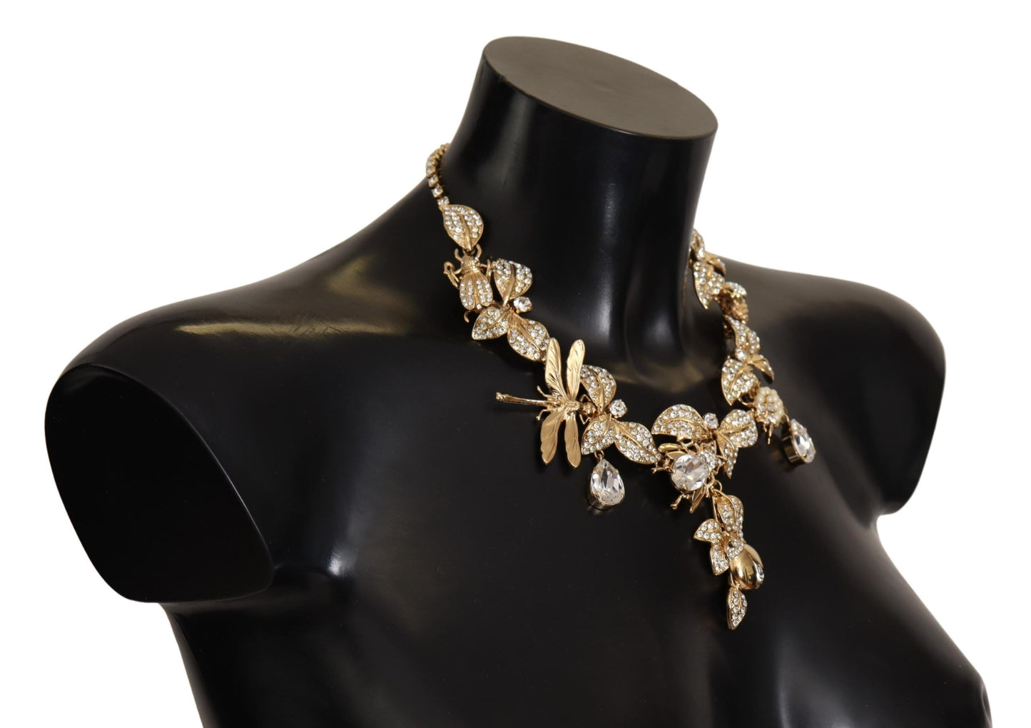 Dolce & Gabbana Gold Brass Floral Sicily Crystal Statement Necklace