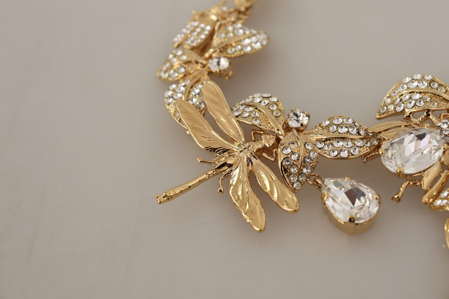 Dolce & Gabbana Gold Brass Floral Sicily Crystal Statement Necklace