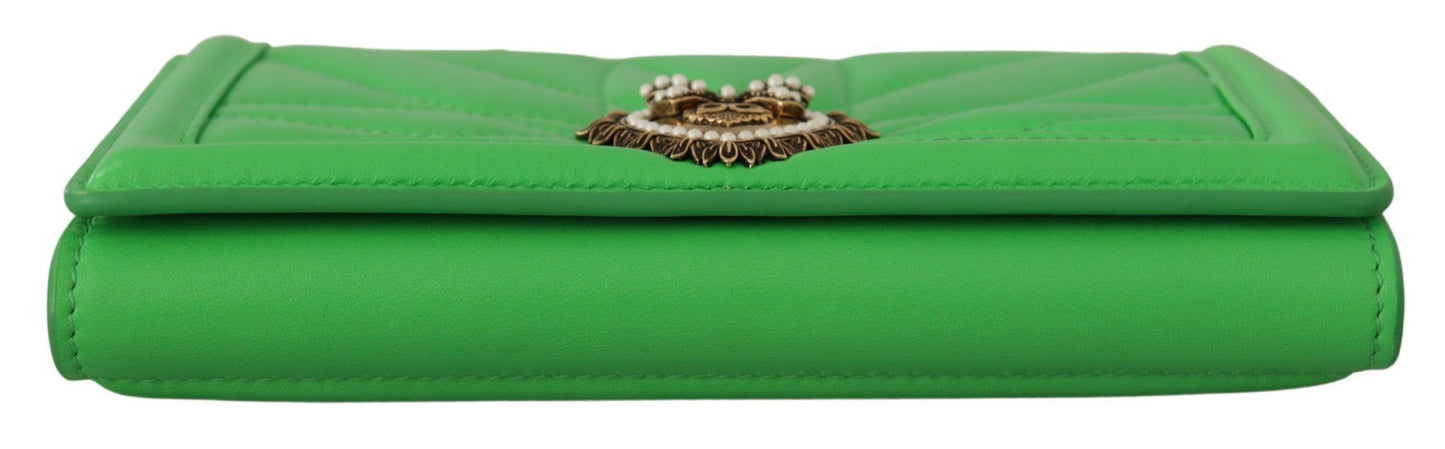 Dolce & Gabbana Green Leather Devotion Cardholder IPHONE 11 PRO Wallet