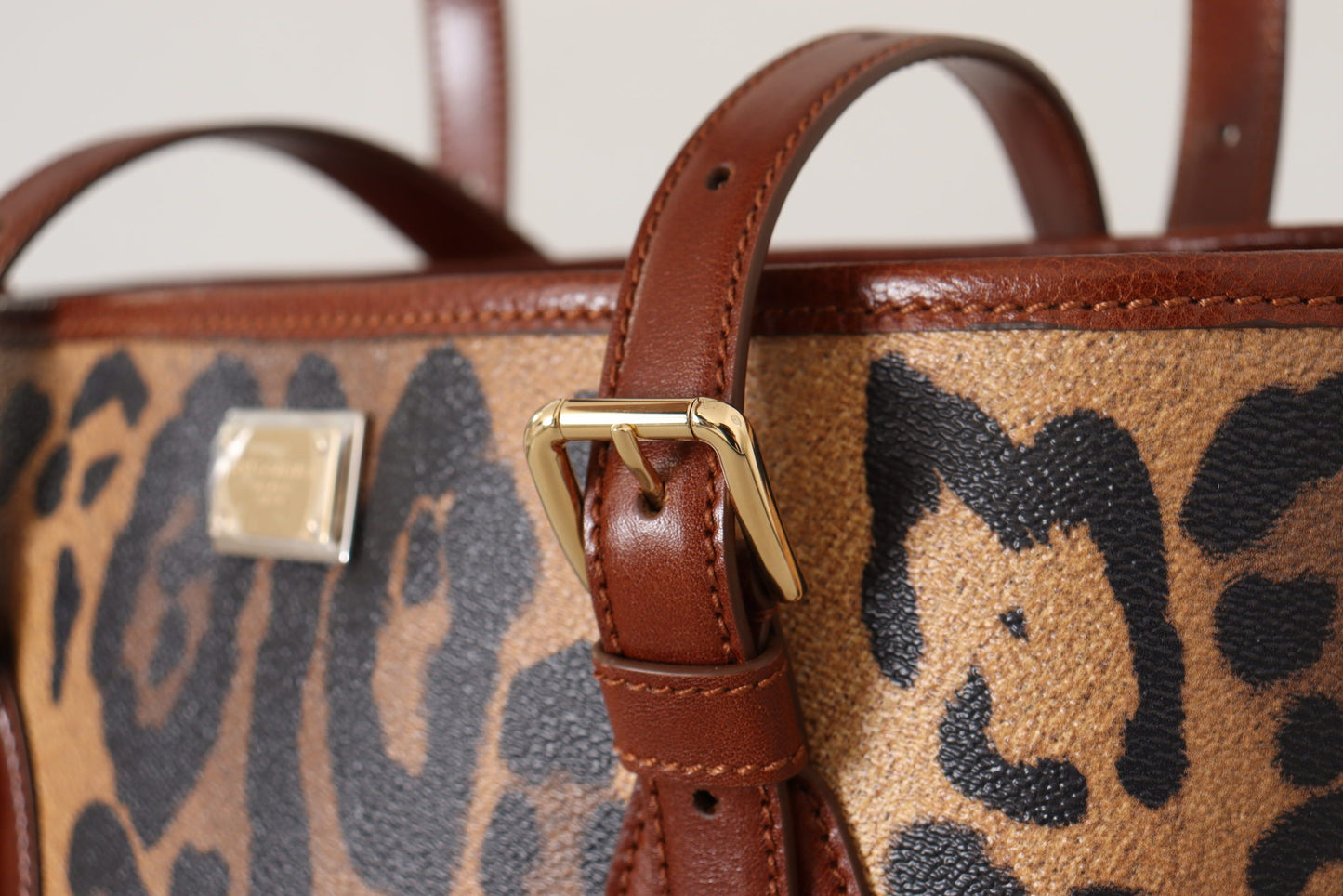 Dolce & Gabbana Brown Leopard Pattern Shopping Tote Hand Bucket Purse