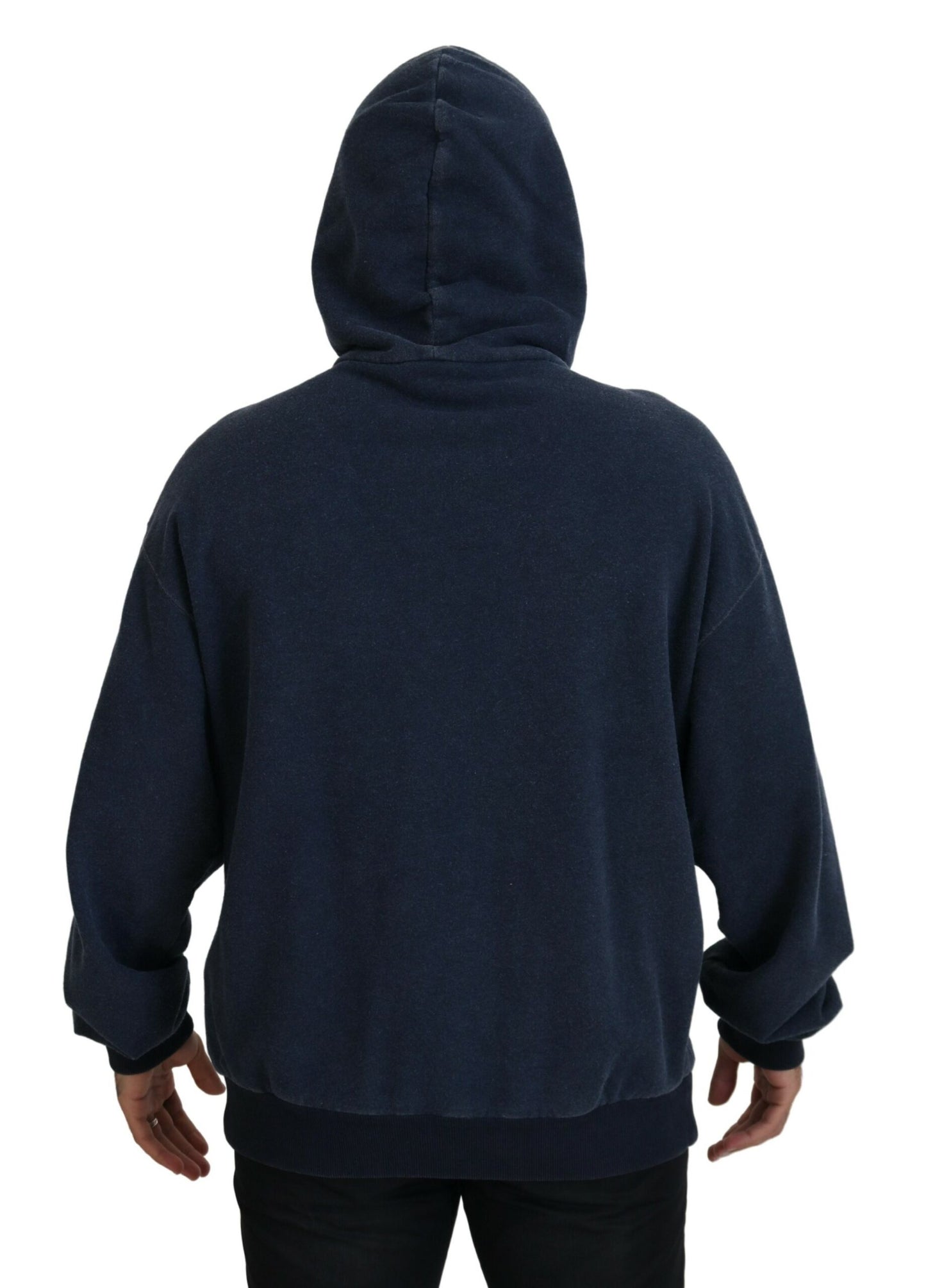 Dolce & Gabbana Dark Blue Cotton Hooded Sweatshirt Sweater