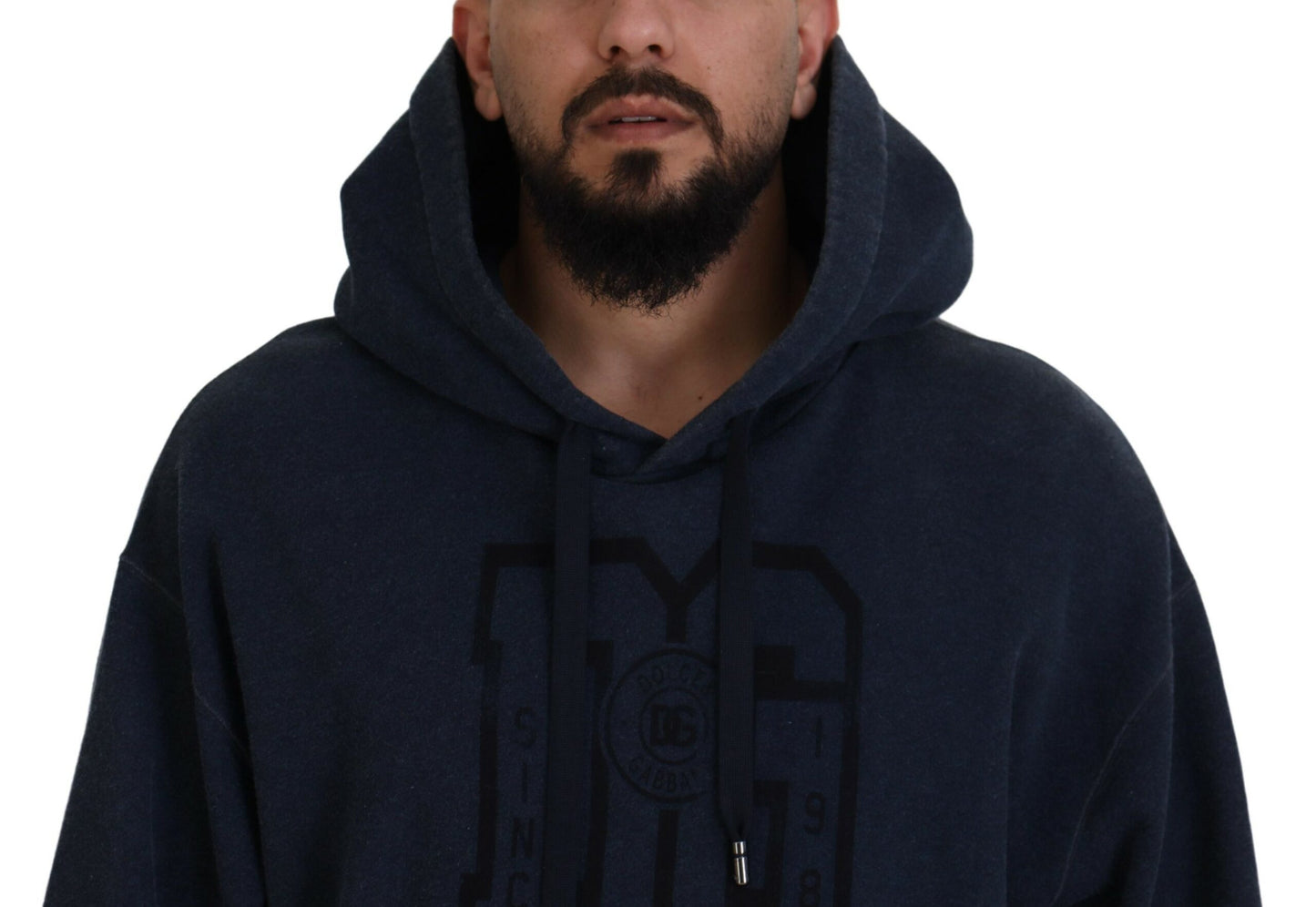 Dolce & Gabbana Dark Blue Cotton Hooded Sweatshirt Sweater