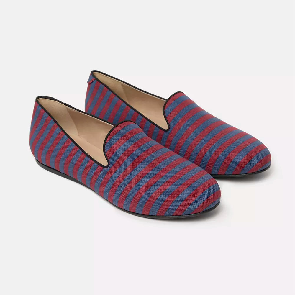 Charles Philip Blue Cotton Flat Shoe
