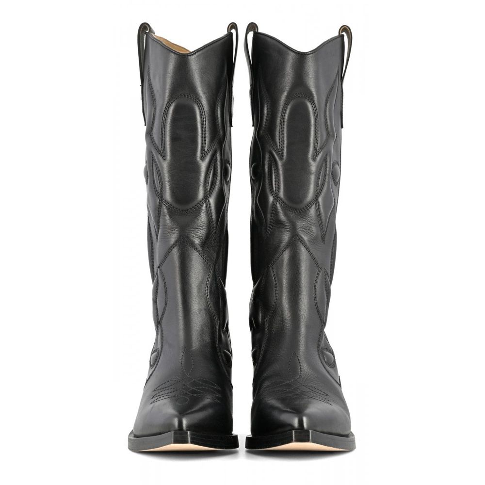 Coral Blue Black Leather Boot