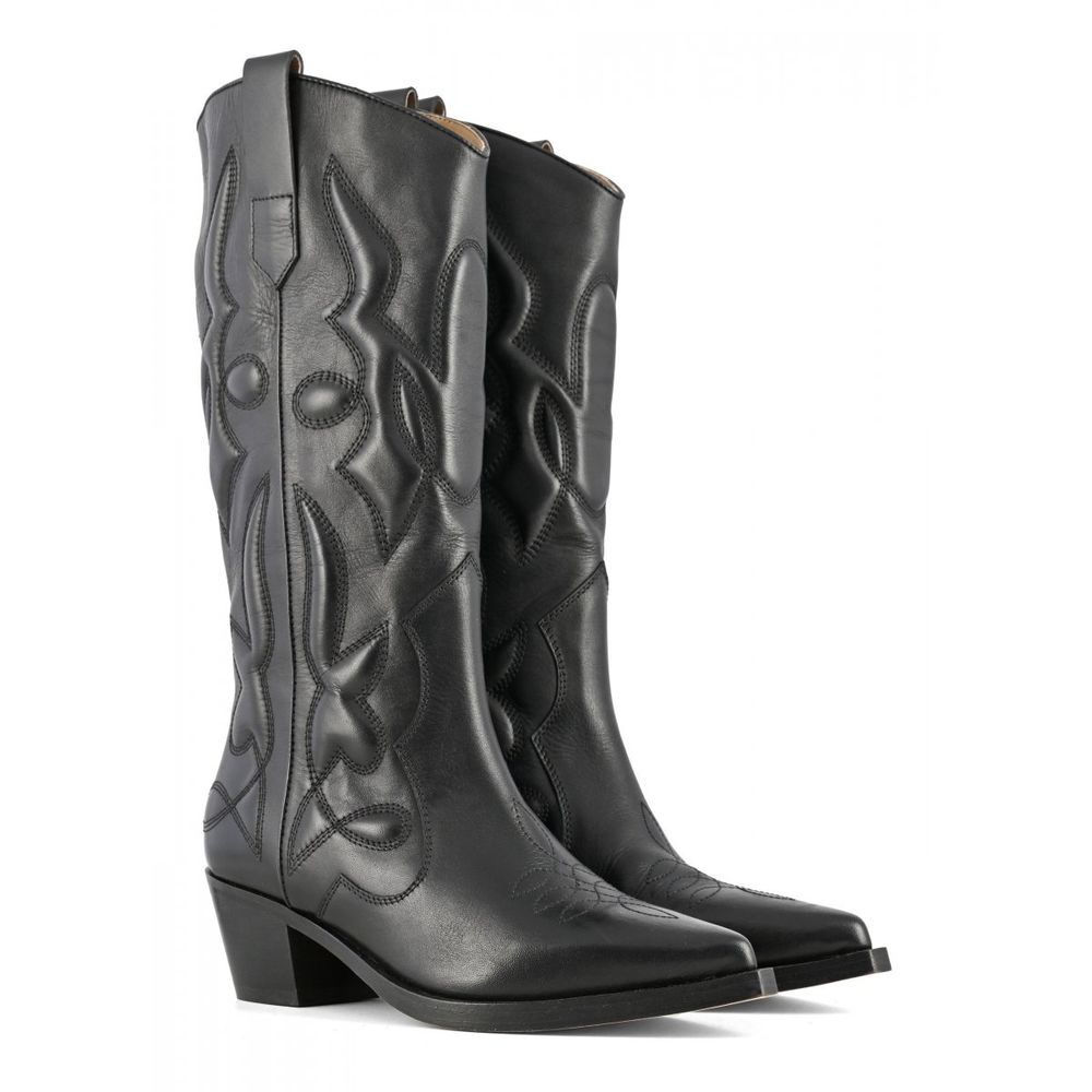 Coral Blue Black Leather Boot