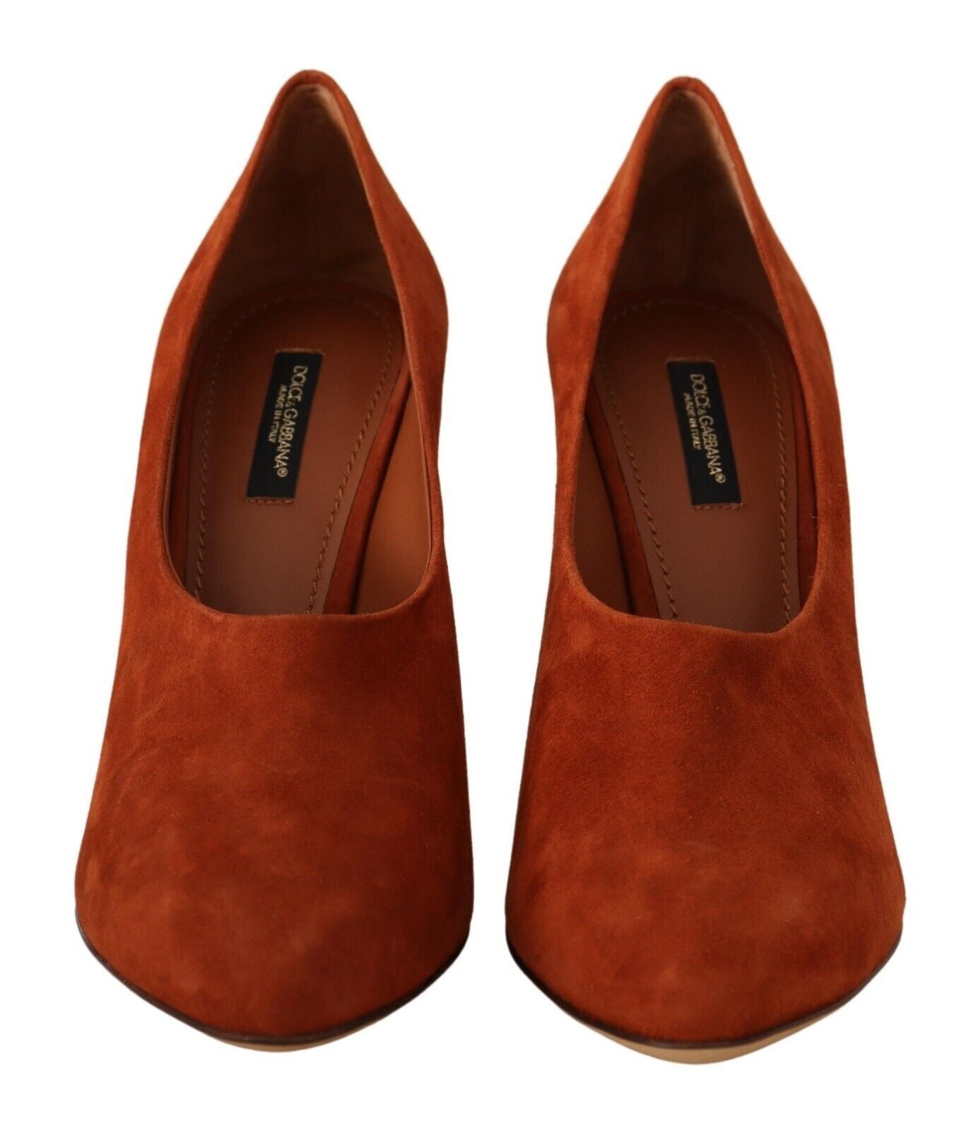 Dolce & Gabbana Brown Suede Leather Block Heels Pumps Shoes