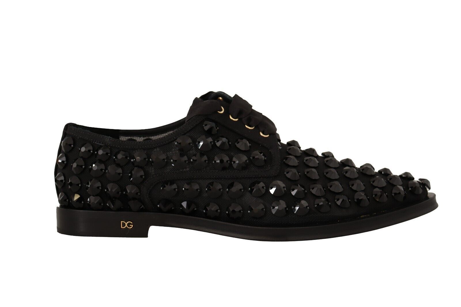 Dolce & Gabbana Black Gold Crystal Sequined Loafers