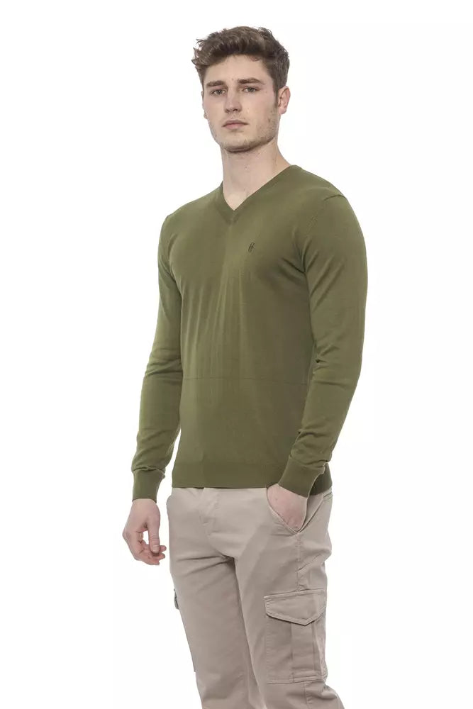 Conte of Florence Green Cotton Sweater