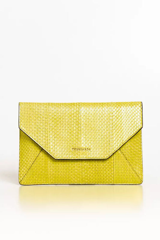 Trussardi Yellow Leather Clutch Bag