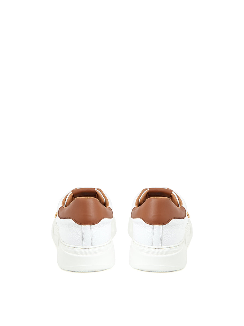 Roberto Cavalli White Leather Sneakers with Gold Logo