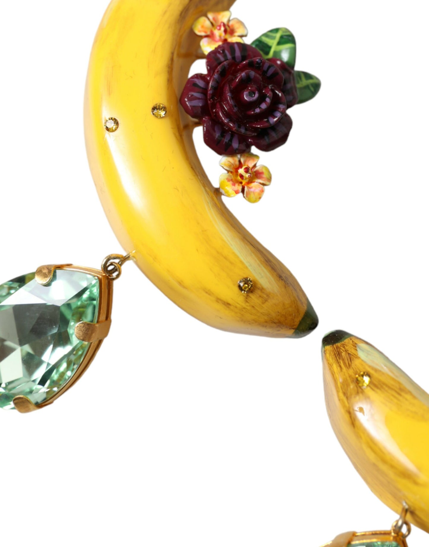 Dolce & Gabbana Gold Brass Crystal Banana Clip-on Jewelry Dangling Earrings