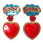 Dolce & Gabbana Gold Brass BOOM Cartoon Heart Crystal Clip-On Earrings