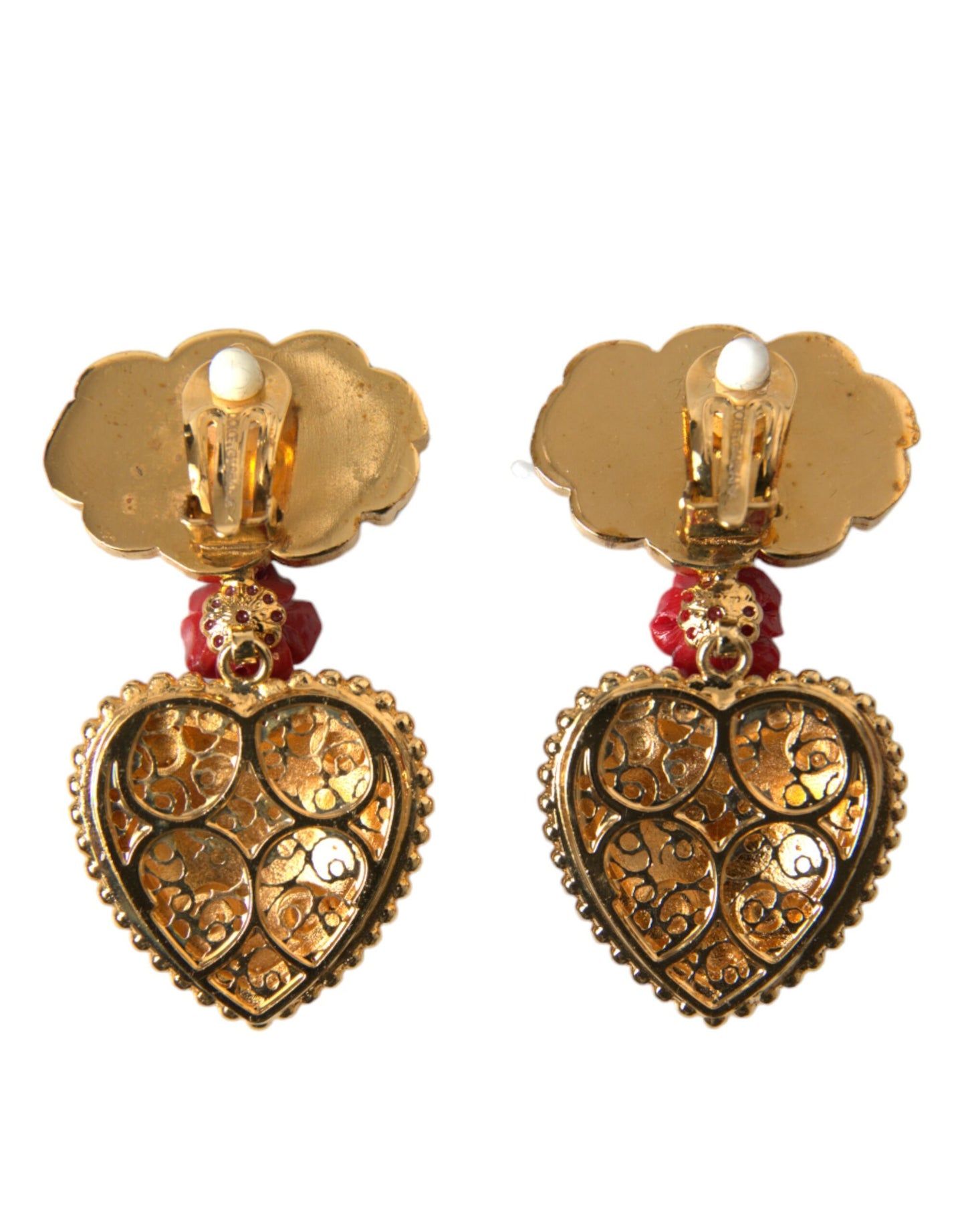 Dolce & Gabbana Gold Brass BOOM Cartoon Heart Crystal Clip-On Earrings