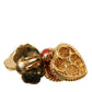 Dolce & Gabbana Gold Brass BOOM Cartoon Heart Crystal Clip-On Earrings