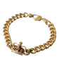 Dolce & Gabbana Gold Tone Brass Crown Charm Curb Chain Bracelet