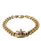 Dolce & Gabbana Gold Tone Brass Crown Charm Curb Chain Bracelet