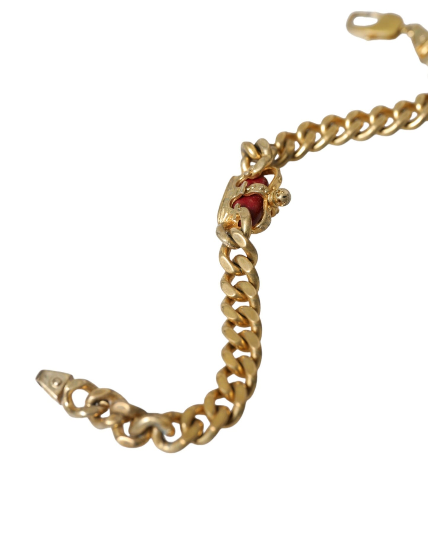 Dolce & Gabbana Gold Tone Brass Crown Charm Curb Chain Bracelet