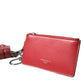 Dolce & Gabbana Red Leather Silver Metal Logo Strap Pouch Airpods Case