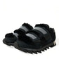 Dolce & Gabbana Black Fur Embellished Suede Sneakers Shoes