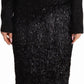 Masha Ma Elegant Black Embellished Sheath Midi Dress