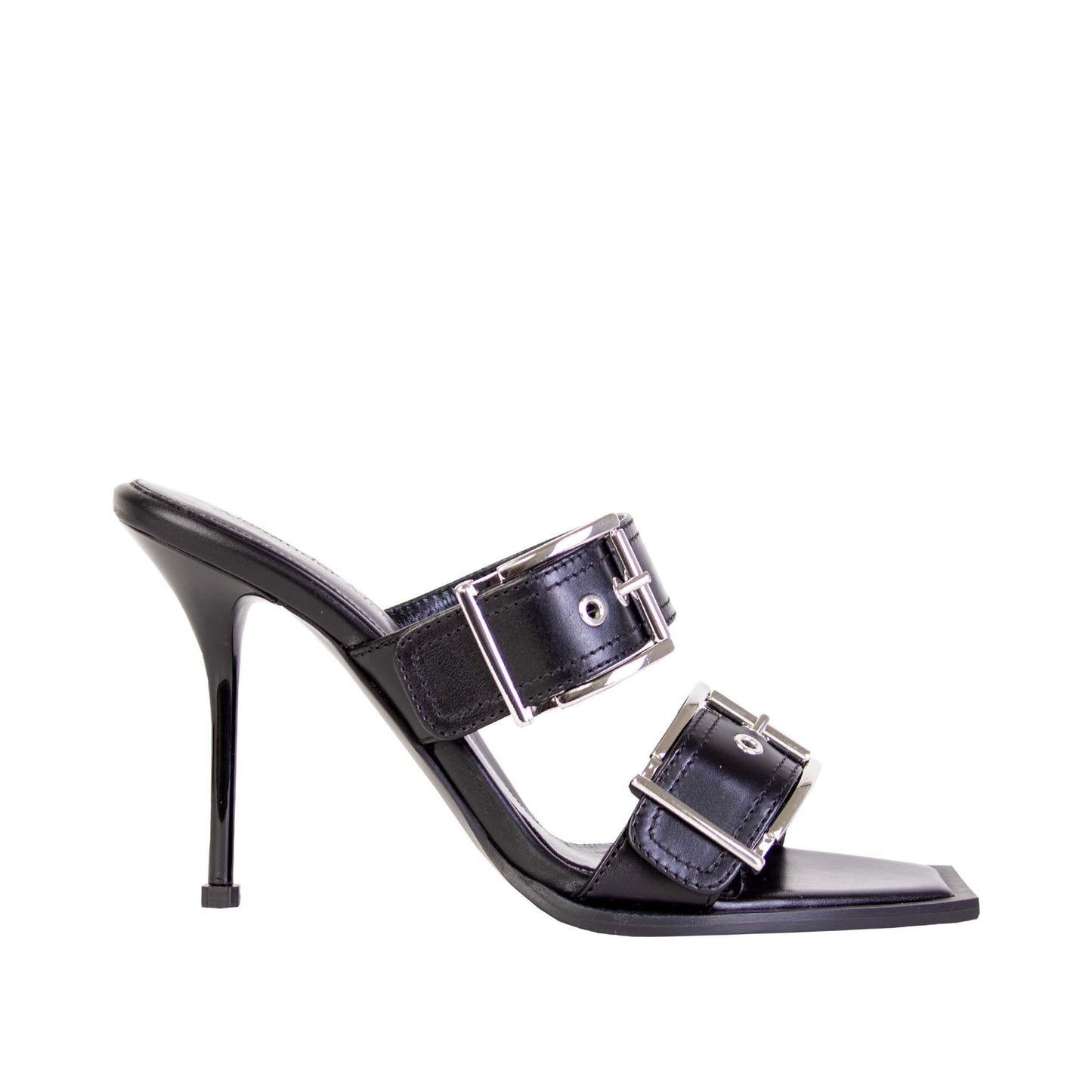 Alexander McQueen 힐 버클 블랙 샌들