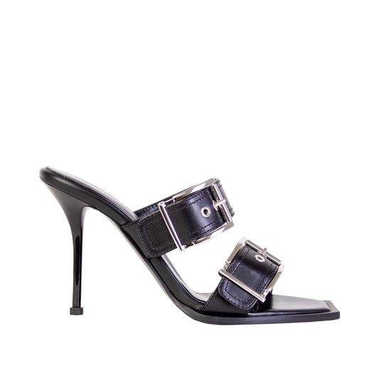 Alexander McQueen 힐 버클 블랙 샌들