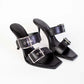 Alexander McQueen 힐 버클 블랙 샌들