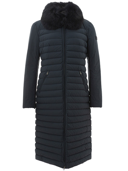 Peuterey Long Quilted Coat with Fur Detail