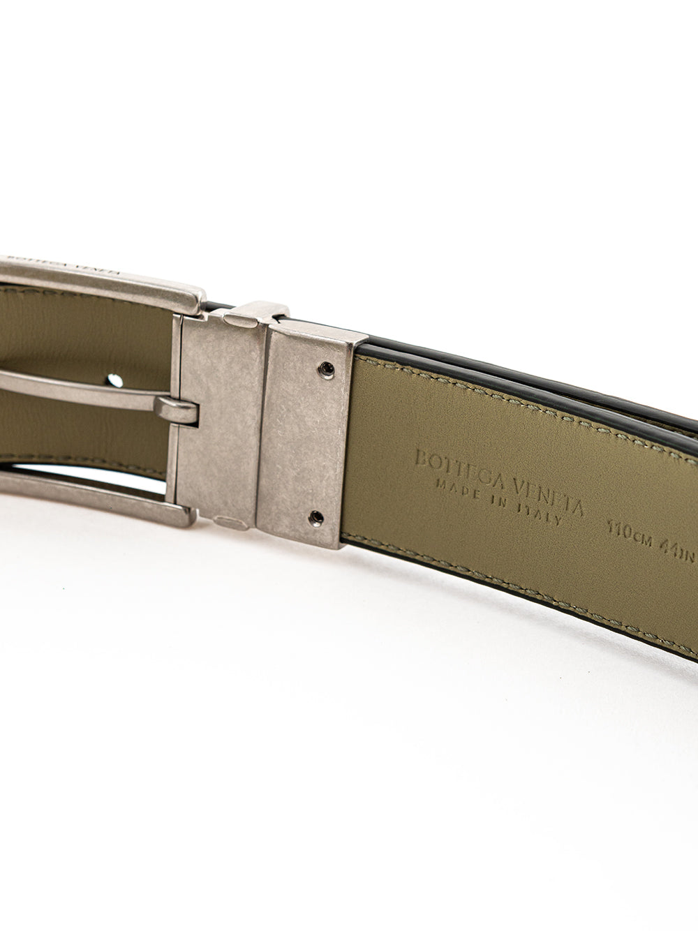 Bottega Veneta Green Intreccio Leather Belt