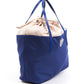 BYBLOS Chic Blue Fabric Shopper Tote with Patent Accents