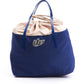 BYBLOS Chic Blue Fabric Shopper Tote with Patent Accents