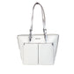 Michael Kors Jet Set Medium Optic White Signature PVC Double Pocket Tote Bag