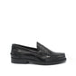 Saxone of Scotland Black Spazzolato Leather Mens Loafers Shoes