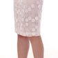 Koonhor White Sequined Straight Pencil Skirt