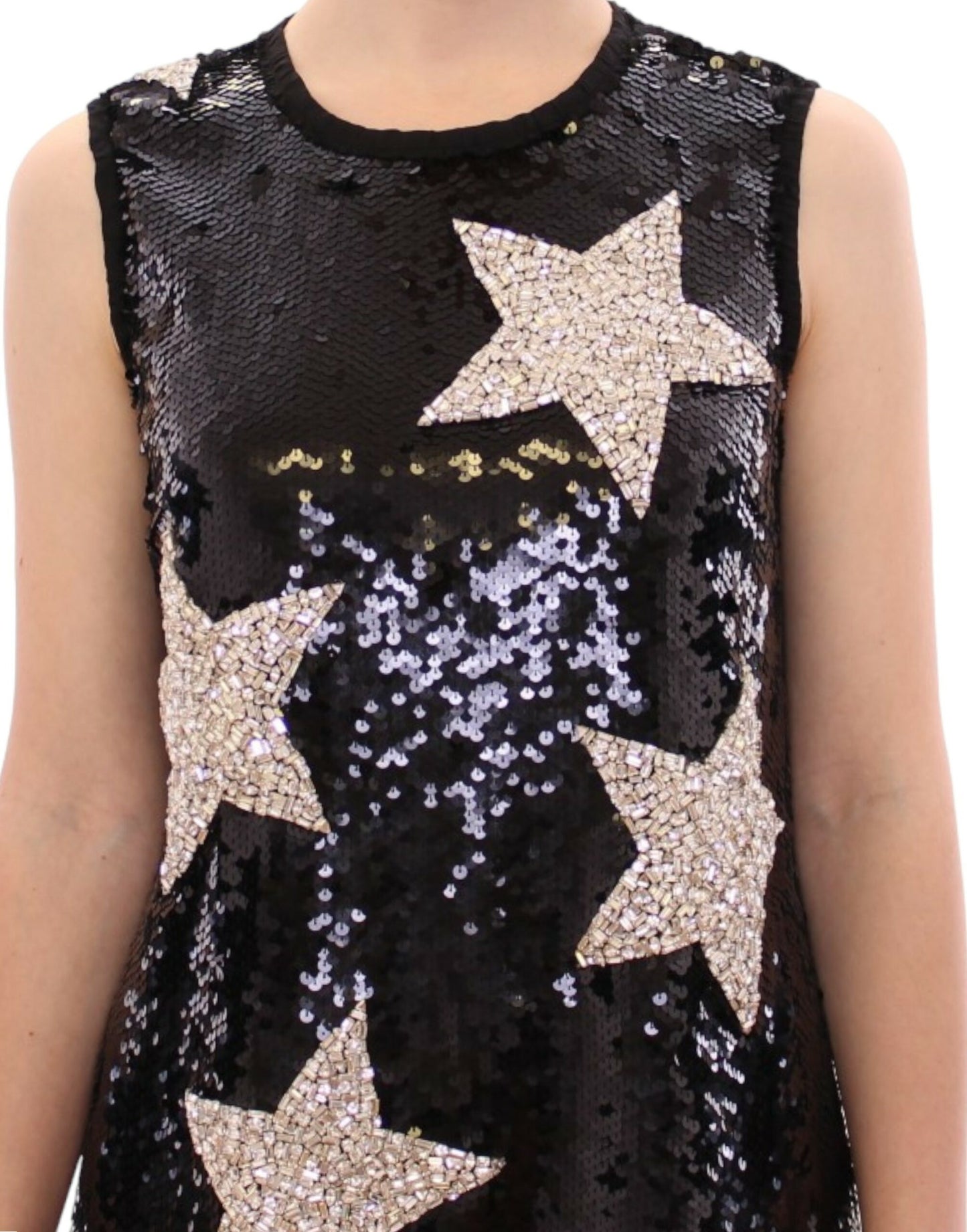 Dolce & Gabbana Masterpiece black crystal swarovski stars sheath dress