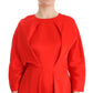 Fyodor Golan Red Mini Linen 3/4 Sleeve Sheath Dress