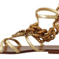 Dolce & Gabbana Gold Leather Devotion Flats Sandals