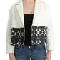 Andrea Pompilio White Black Cropped Leather Jacket
