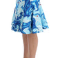 Koonhor Blue Peplum Fresco-Print Straight Pencil Skirt